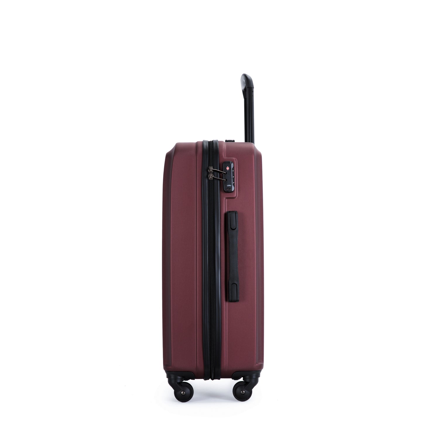 3 Piece Luggage Sets ABS Lightweight Suitcase with Two Hooks, Spinner Wheels, TSA Lock, (20/24/28) Wine Red