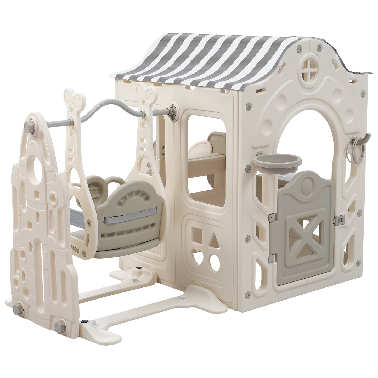 6-in-1 Toddler Slide and Swing Set with Fairy House for Babies