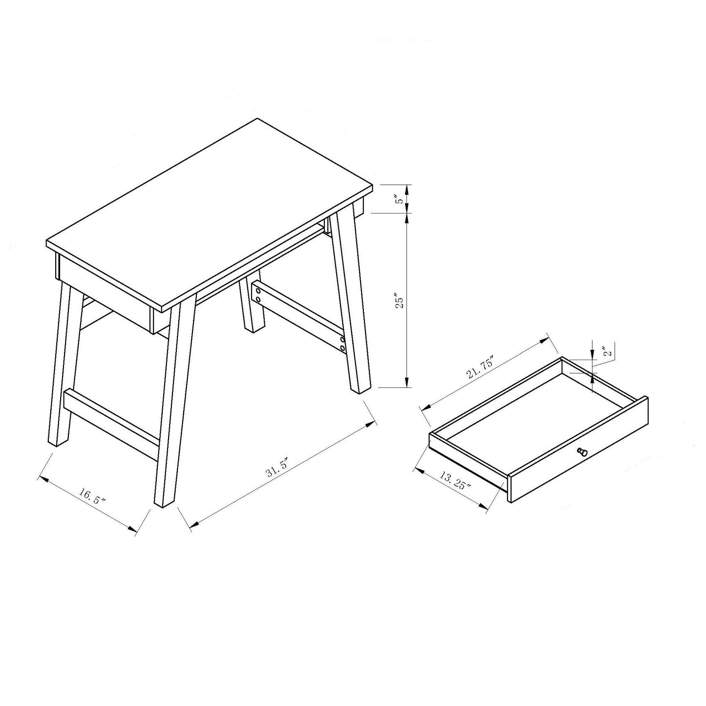 Elegant Distressed Grey and White Writing Desk