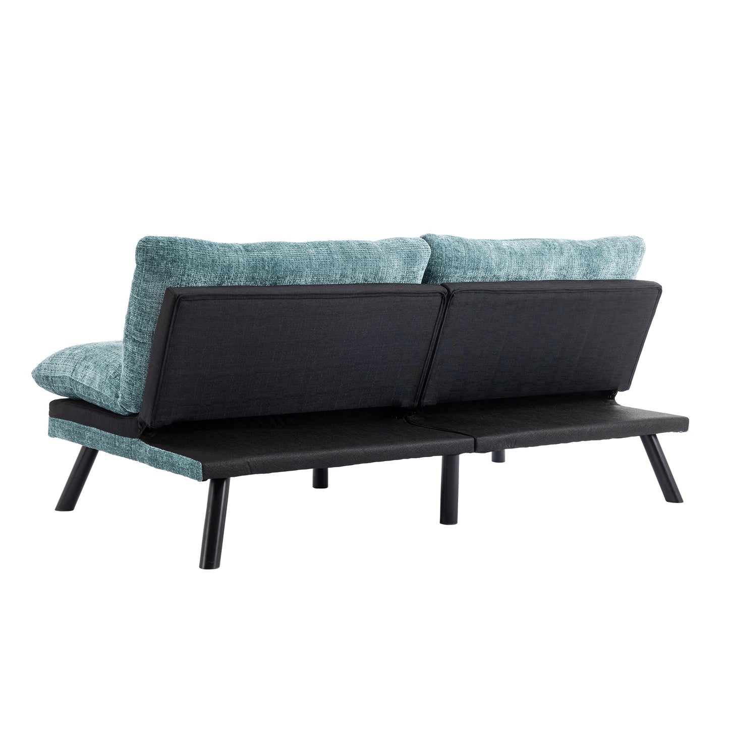 Convertible Sofa Bed  Loveseat Futon Bed Breathable Adjustable Lounge Couch with Metal Legs,Futon Sets for Compact Living Space  Chenille- Mint Green