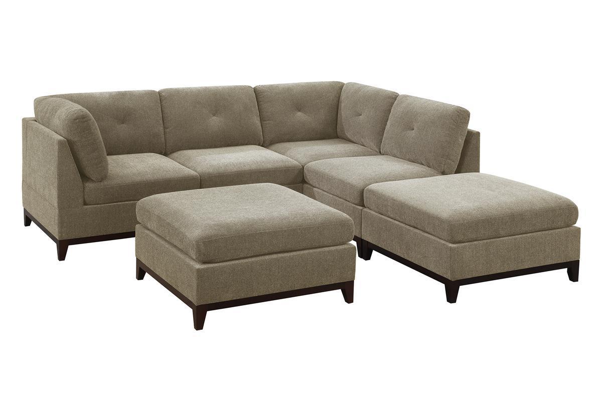 Camel Chenille Fabric L-Shaped Modular Sectional Living Room Set