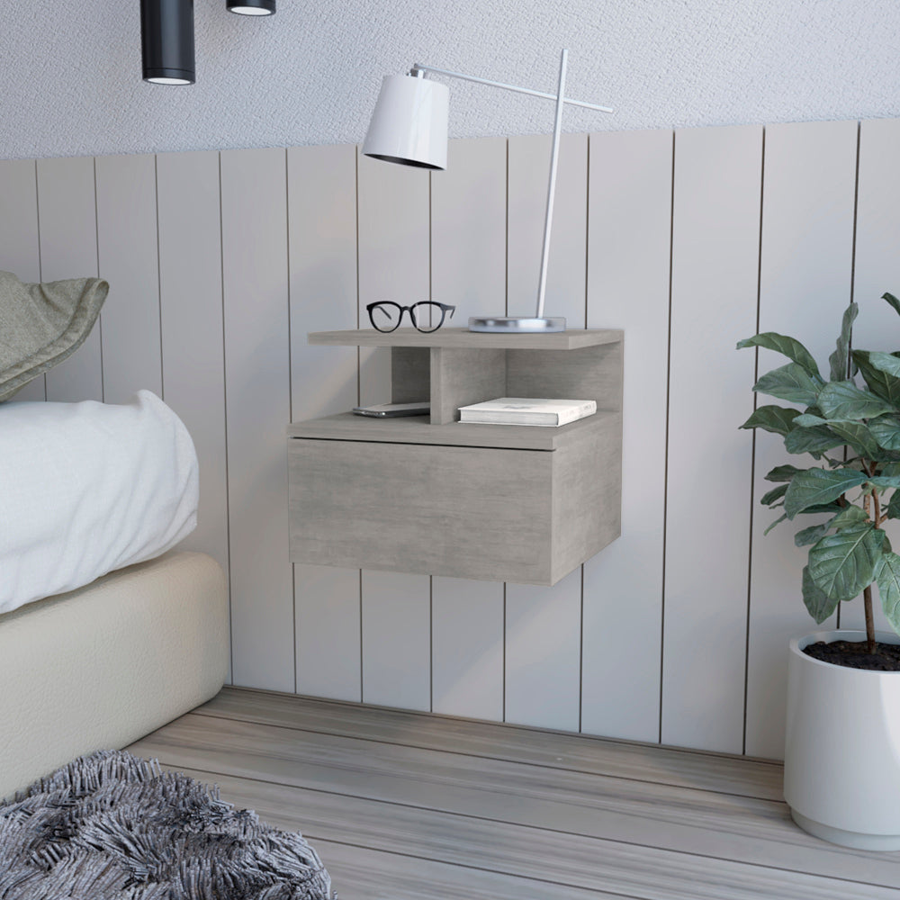 Nightstand Floating Flopini, Bedroom, Concrete Gray