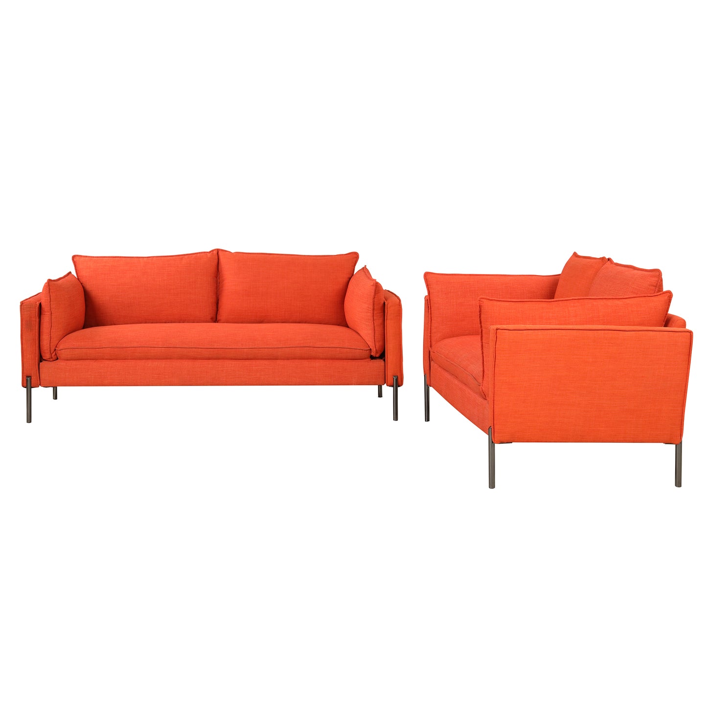 Modern 2-Piece Sofa Set with Loveseat and 3-Seat Couch