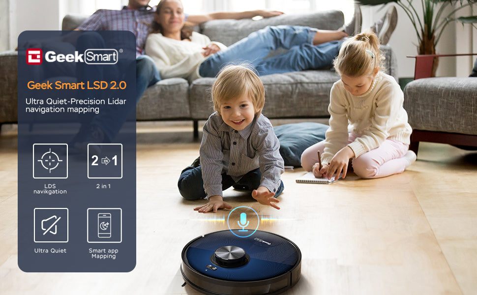 Effortless Cleaning Solution: Geek Smart L7 Robot Vacuum Cleaner and Mop, Smart Navigation, Wi-Fi Connectivity, Room Selection Feature, MAX 2700 PA Suction, Suitable for Pets and Spacious Homes