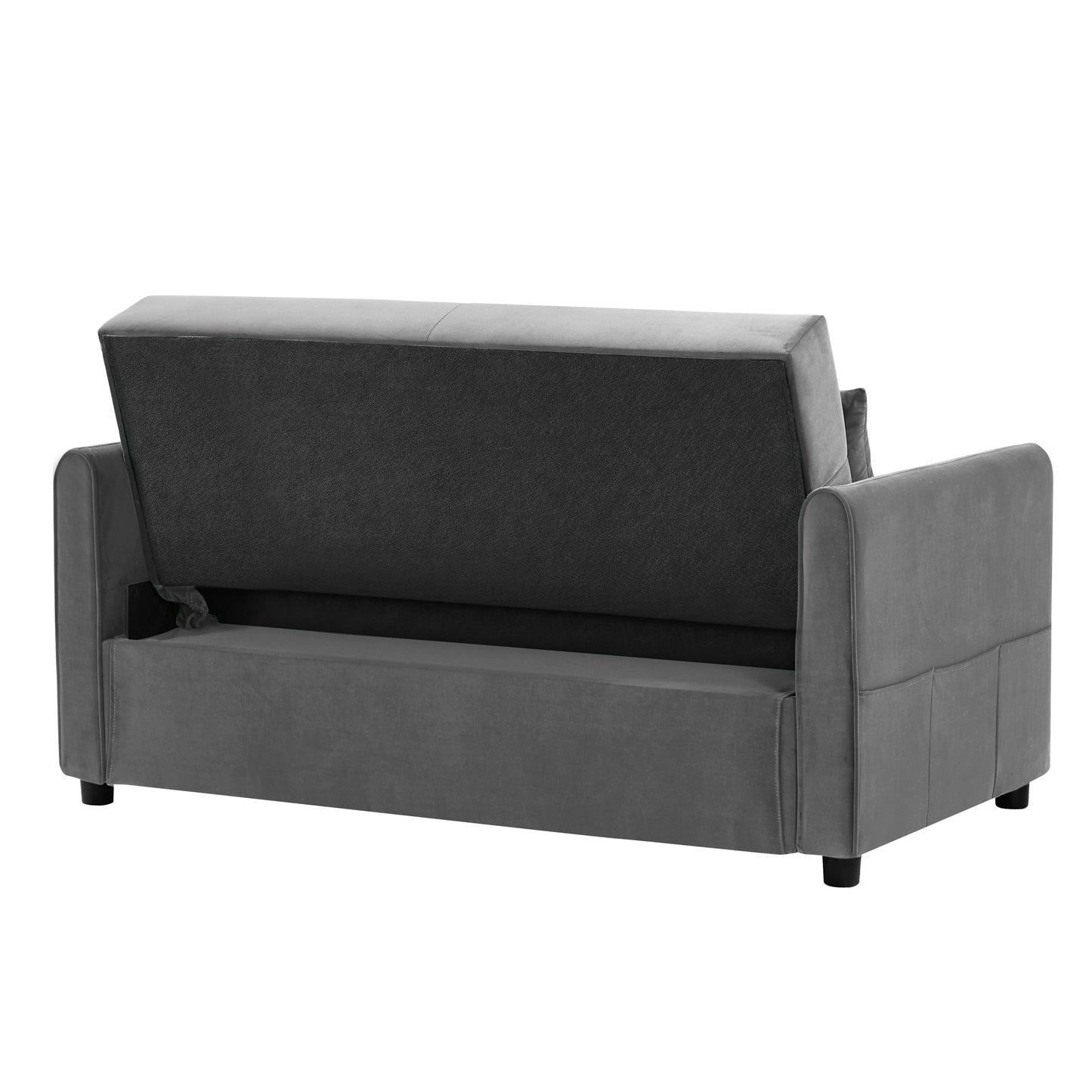 Convertible Dark Gray Sofa Bed with Adjustable Backrest