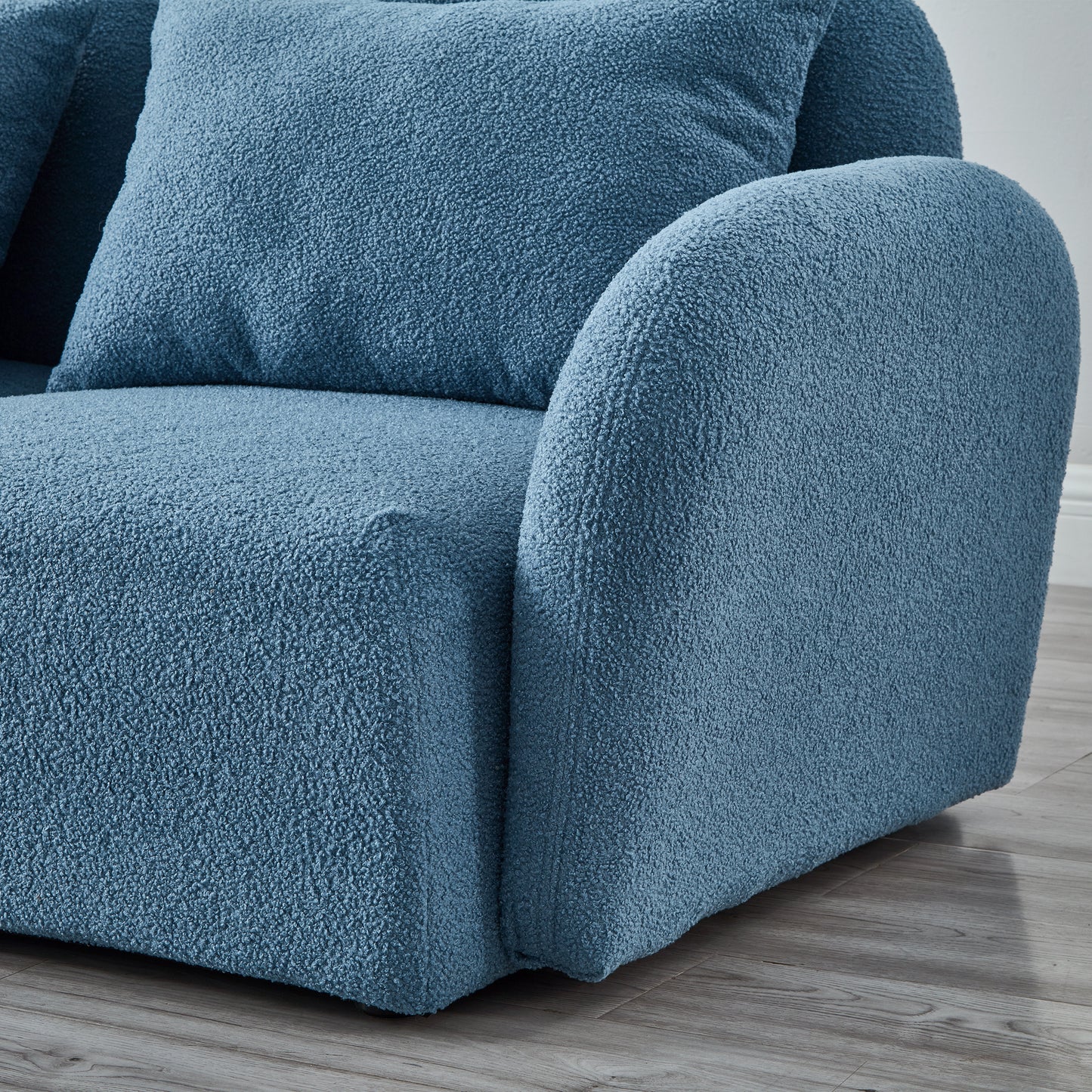 Living Room Furniture Lazy Sofa Loveseat Teddy Fabric Blue