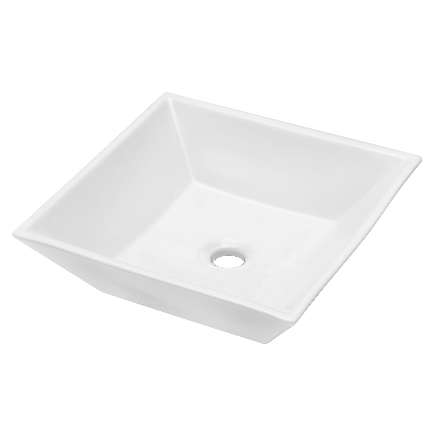 16x16 Inch White Ceramic Square Vessel Bathroom Sink