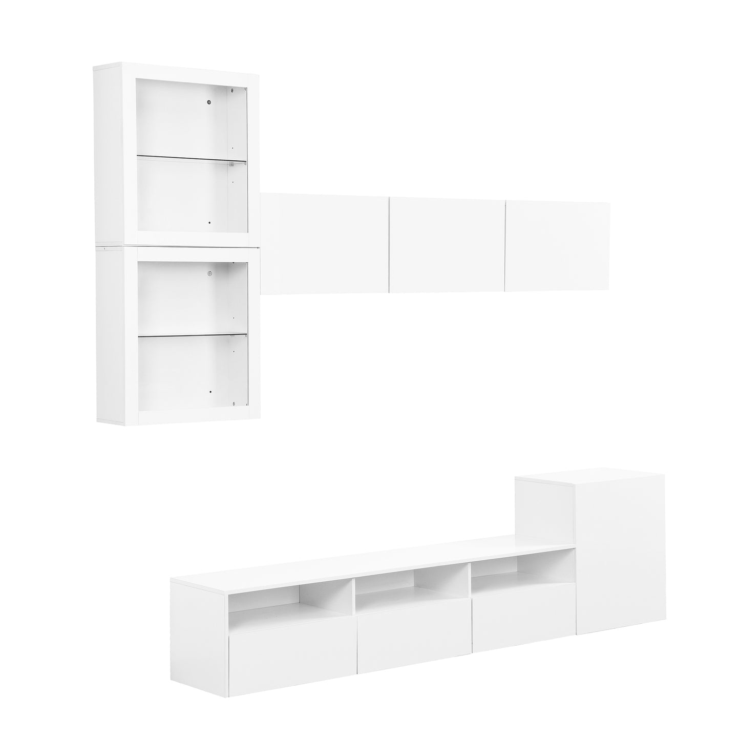 Elegant High Gloss TV Stand with Versatile Storage Cabinets, Media Console for TVs Up To 75, White