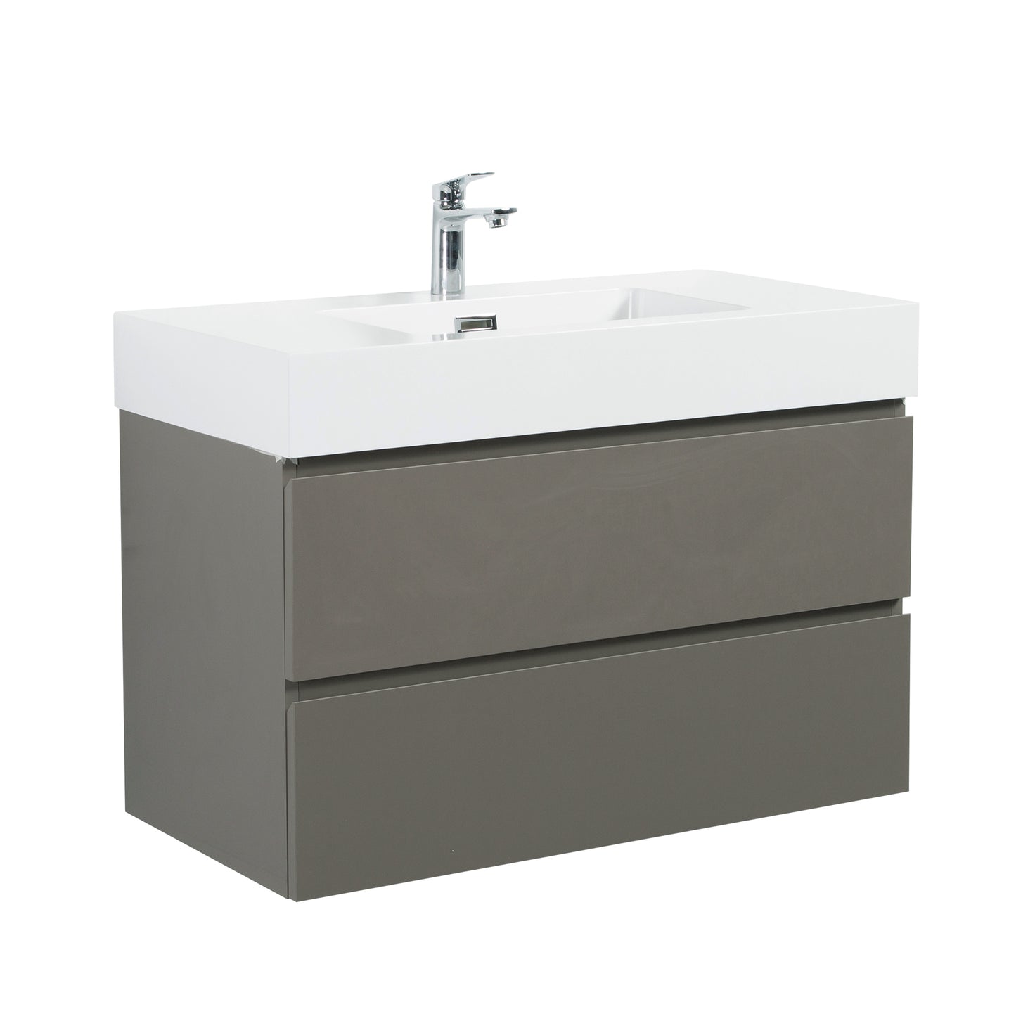 Alice-36W-102,Wall mount cabinet WITHOUT basin,Gray color,With two drawers