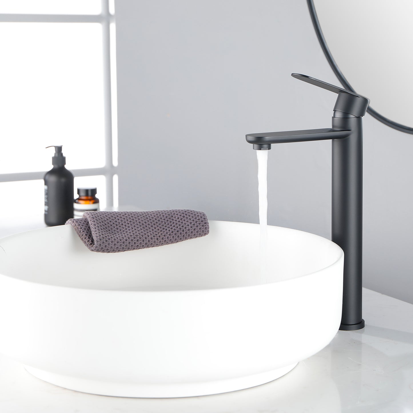 Elegant Matte Black Brass Bathroom Faucet