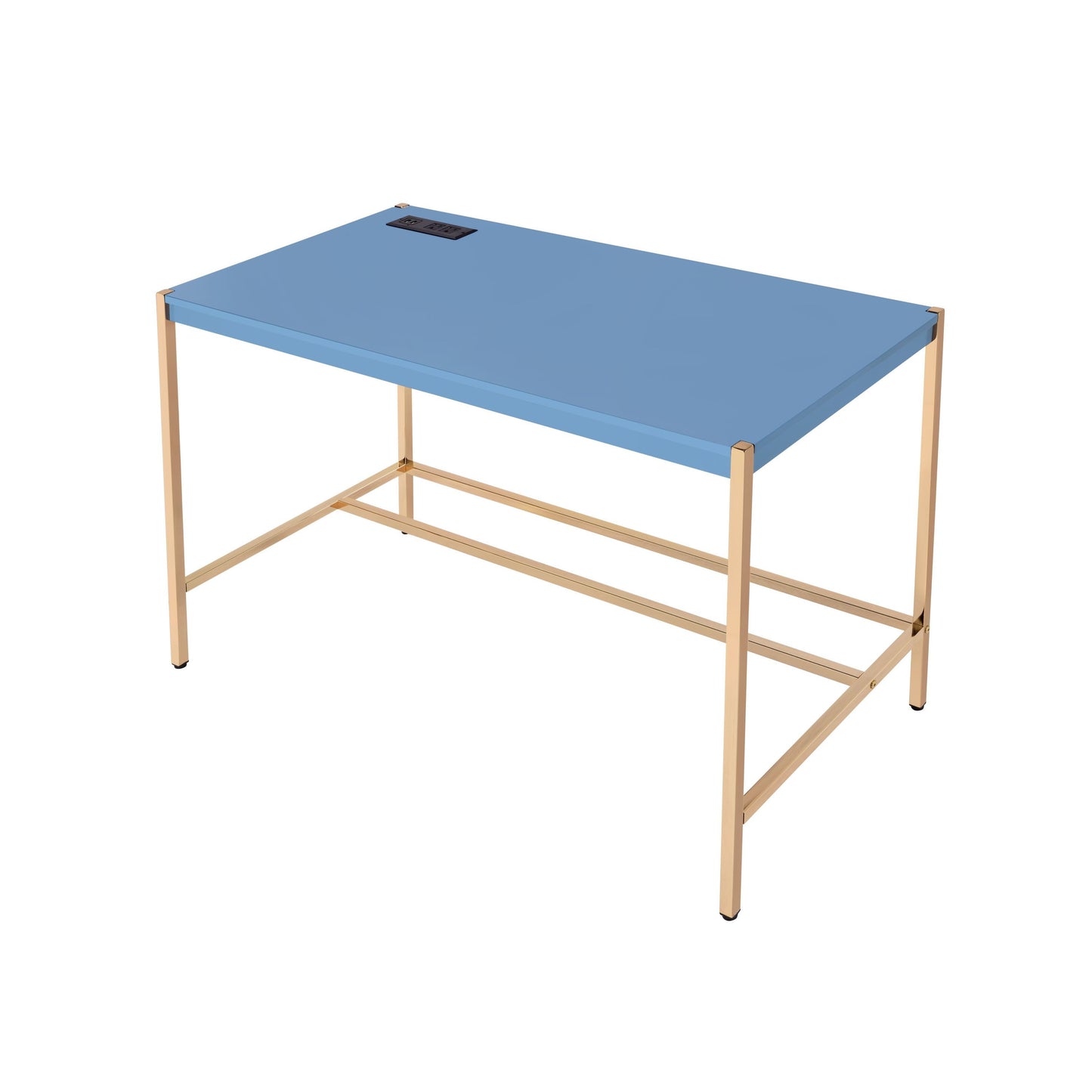 Navy Blue and Gold Writing Desk with USB Port: A Stylish and Functional Workspace Upgrade