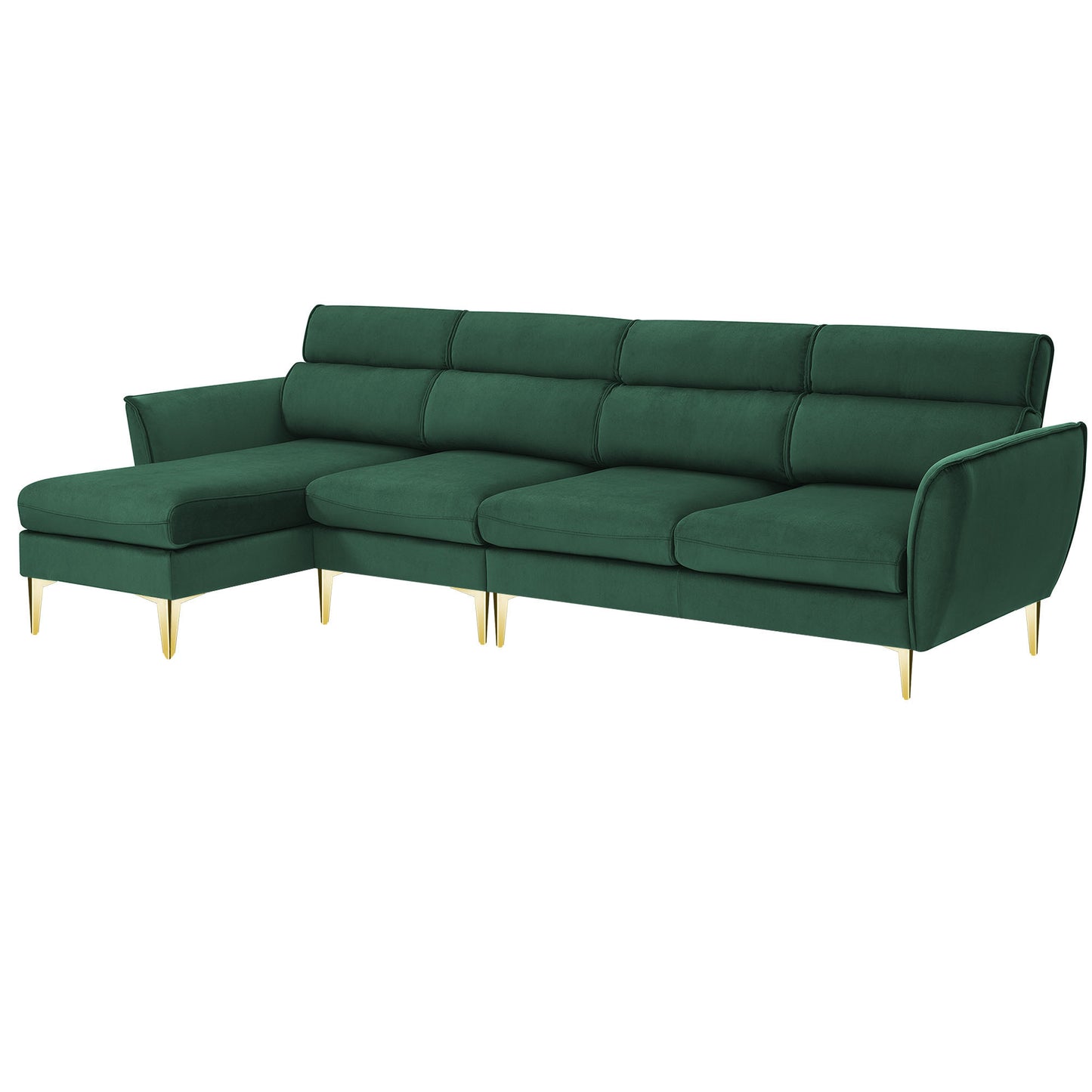 Convertible Flannel Sectional Sofa with Reversible Chaise