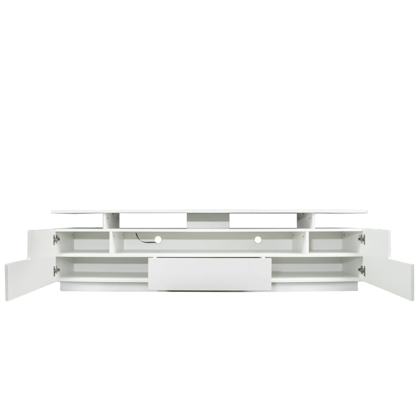 Elegant Modern White TV Stand with 20 Colors LED Lights and Remote Control