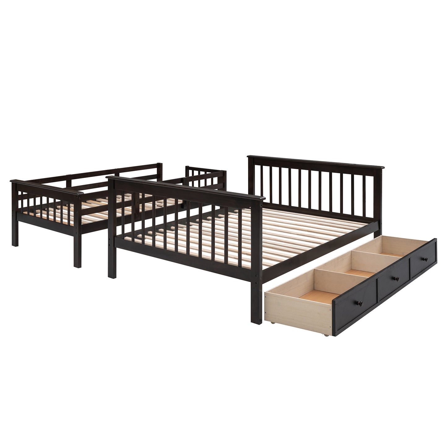 Stairway Twin-Over-Full Bunk Bed with Drawer and Storage in Espresso - Ultimate Sleeping Solution