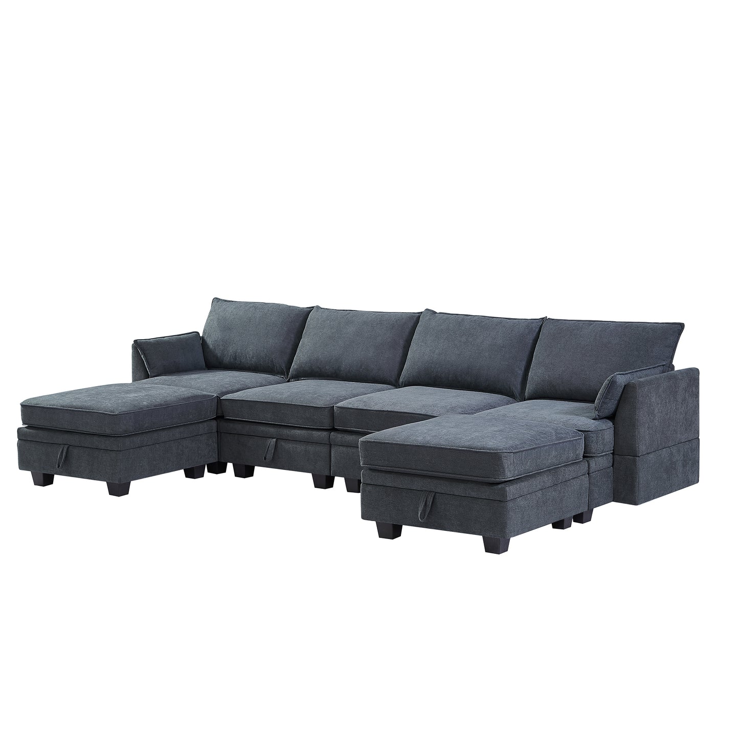 U_Style Modern Large U-Shape Modular Sectional Sofa,  Convertible Sofa Bed with Reversible Chaise for Living Room, Storage Seat