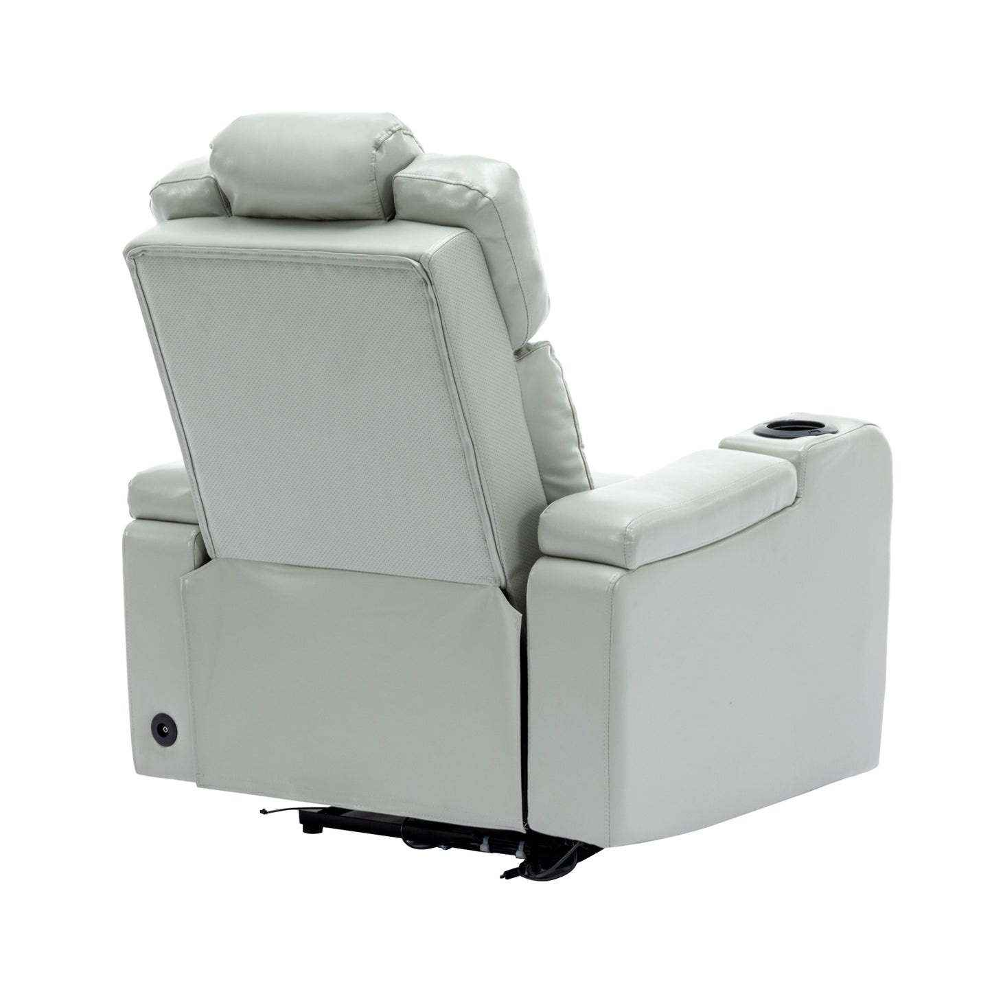 Comfortable Grey PU Leather Power Recliner Chair with Bluetooth Speaker and LED Lights