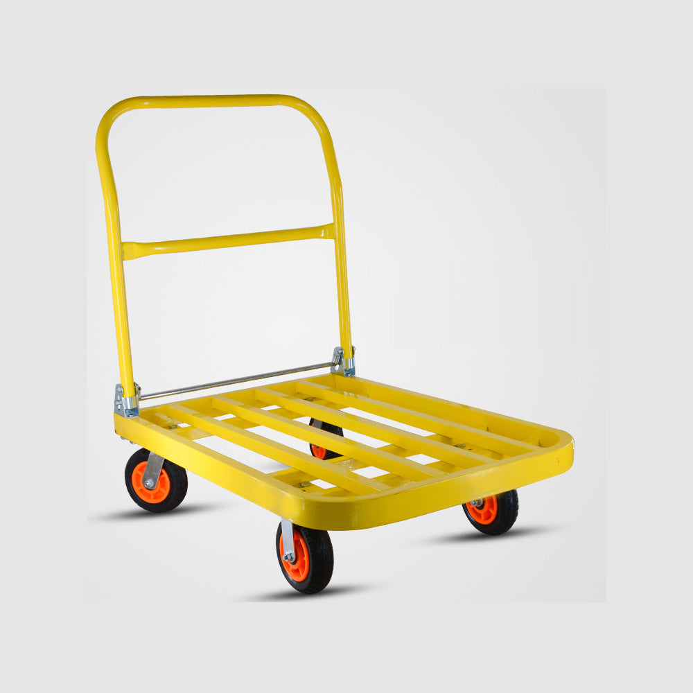 660 lbs. Capacity Steel Push Hand Truck Heavy-Duty Dolly Folding Foldable Moving Warehouse Platform Cart in Yellow