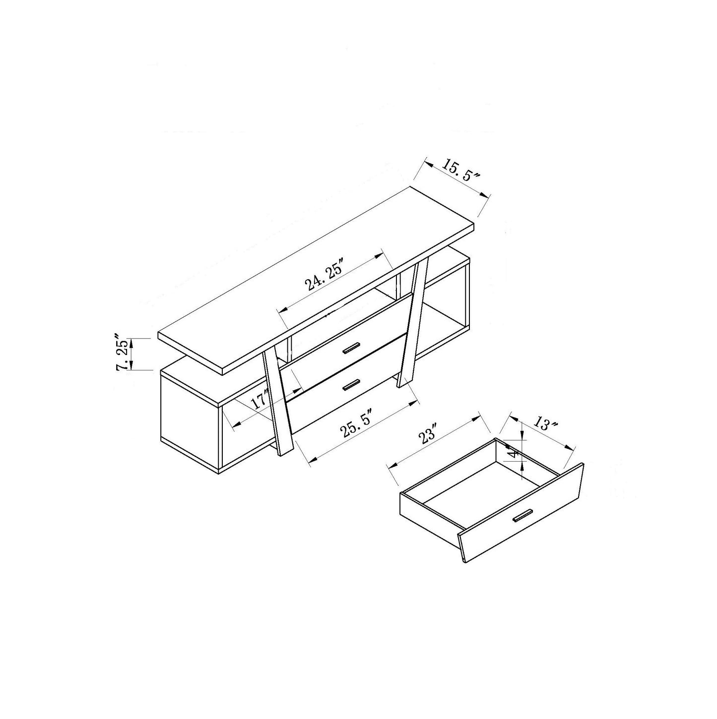 Contemporary Dark Taupe & Black TV Stand with Dual-Tier Shelves