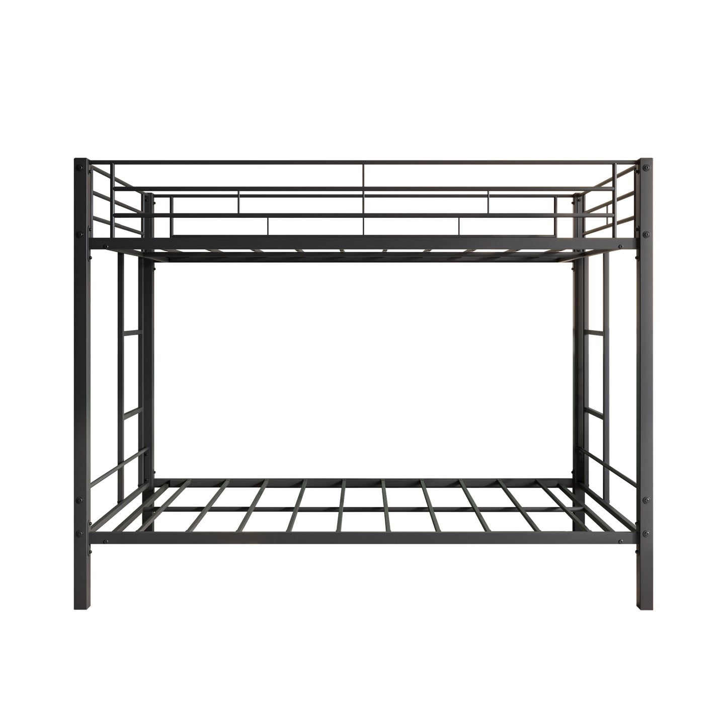 Heavy Duty Metal Twin Bunk Bed with Shelf and Safety Features - Black