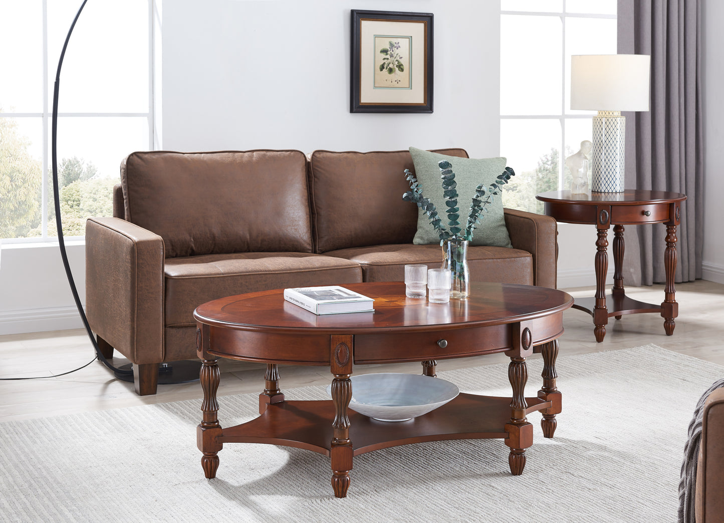 Luxurious American Cherry Wood Coffee Table with Built-in Drawer