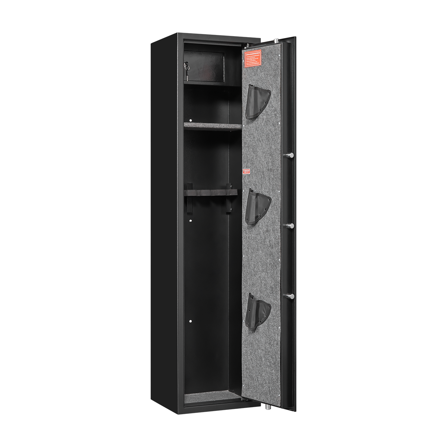 Secure Gun Cabinet with Password Lock: Stores 5 Rifles, 3 Pistols, and Includes Internal Storage Box and Magnetic Light