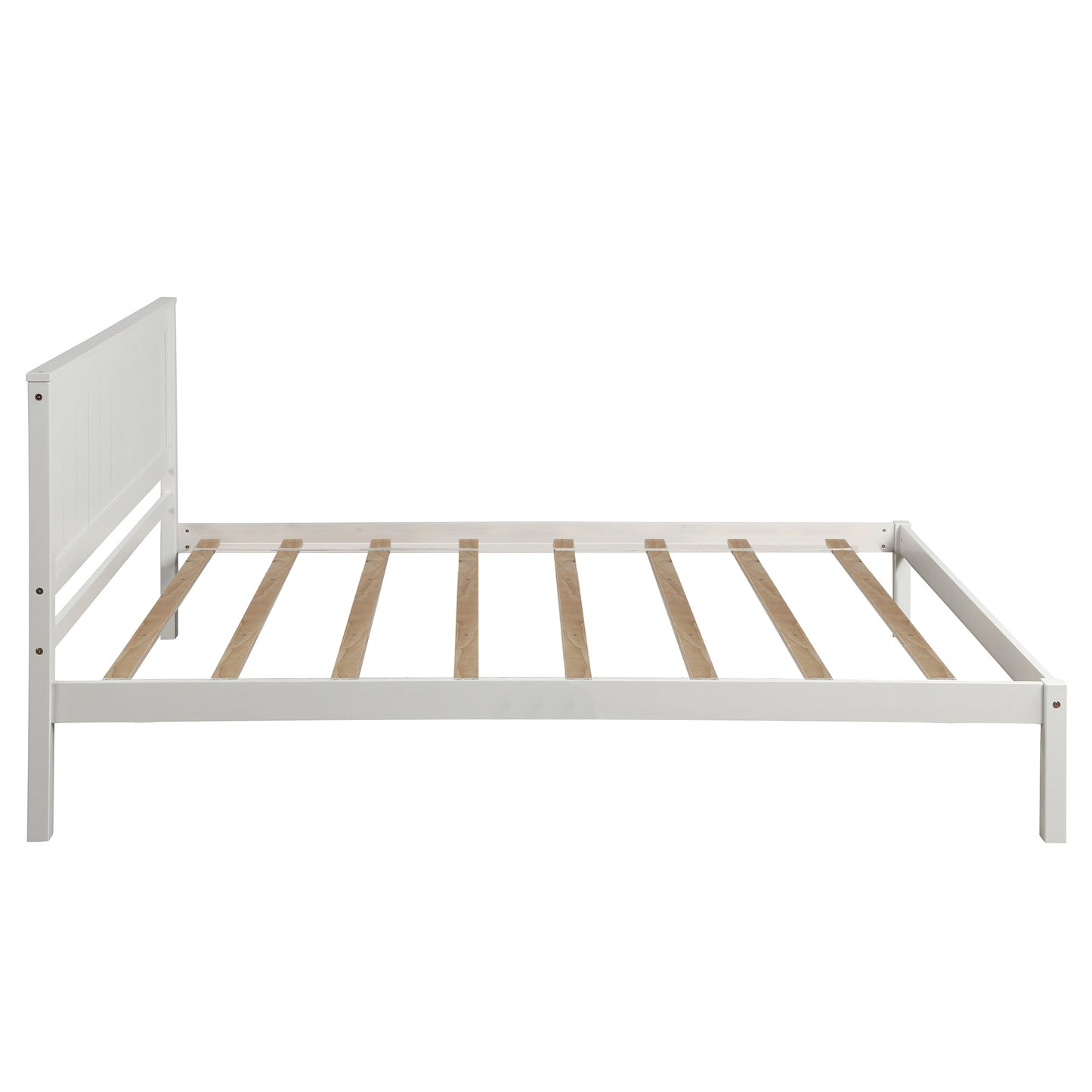 Platform Bed Frame with Headboard, Wood Slat Support, No Box Spring Needed, Twin, White