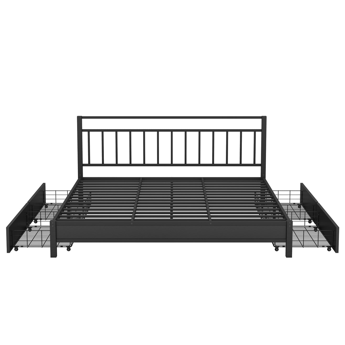 King Size Storage Platform Bed with 4 Drawers, Black