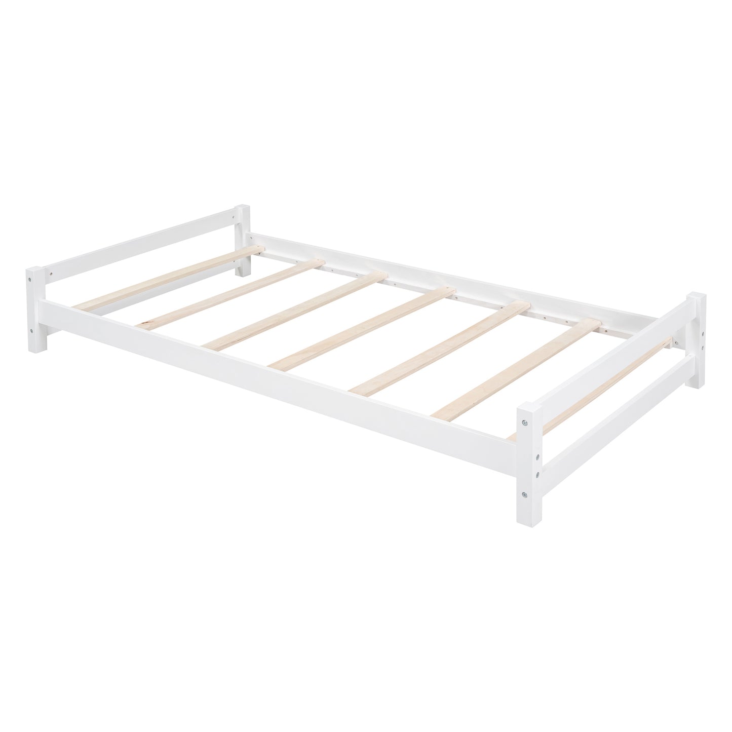 White Twin Bunk Bed with LED Light, USB Ports, and Storage Options