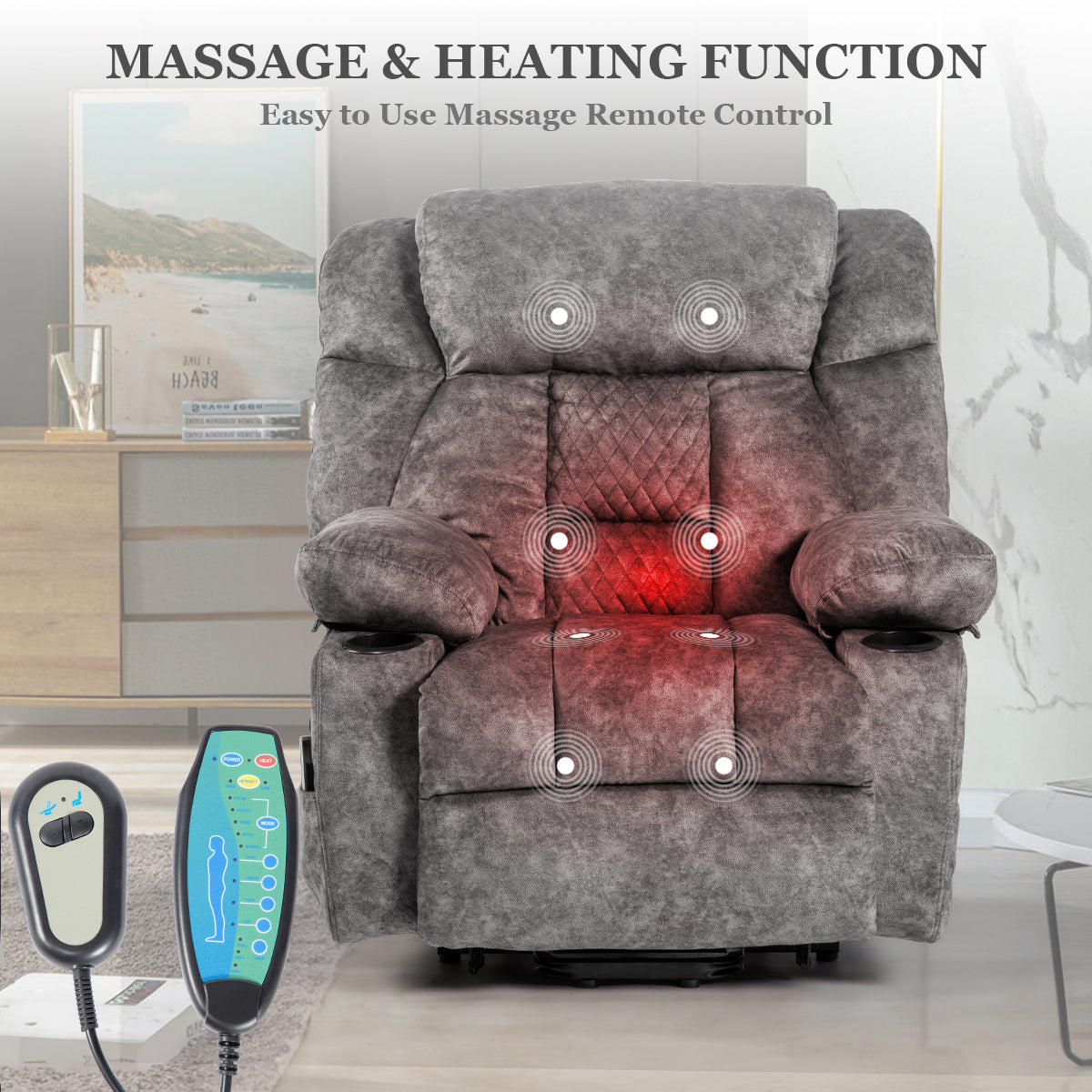 Massage and Heat Power Lift Recliner Chair for Enhanced Comfort