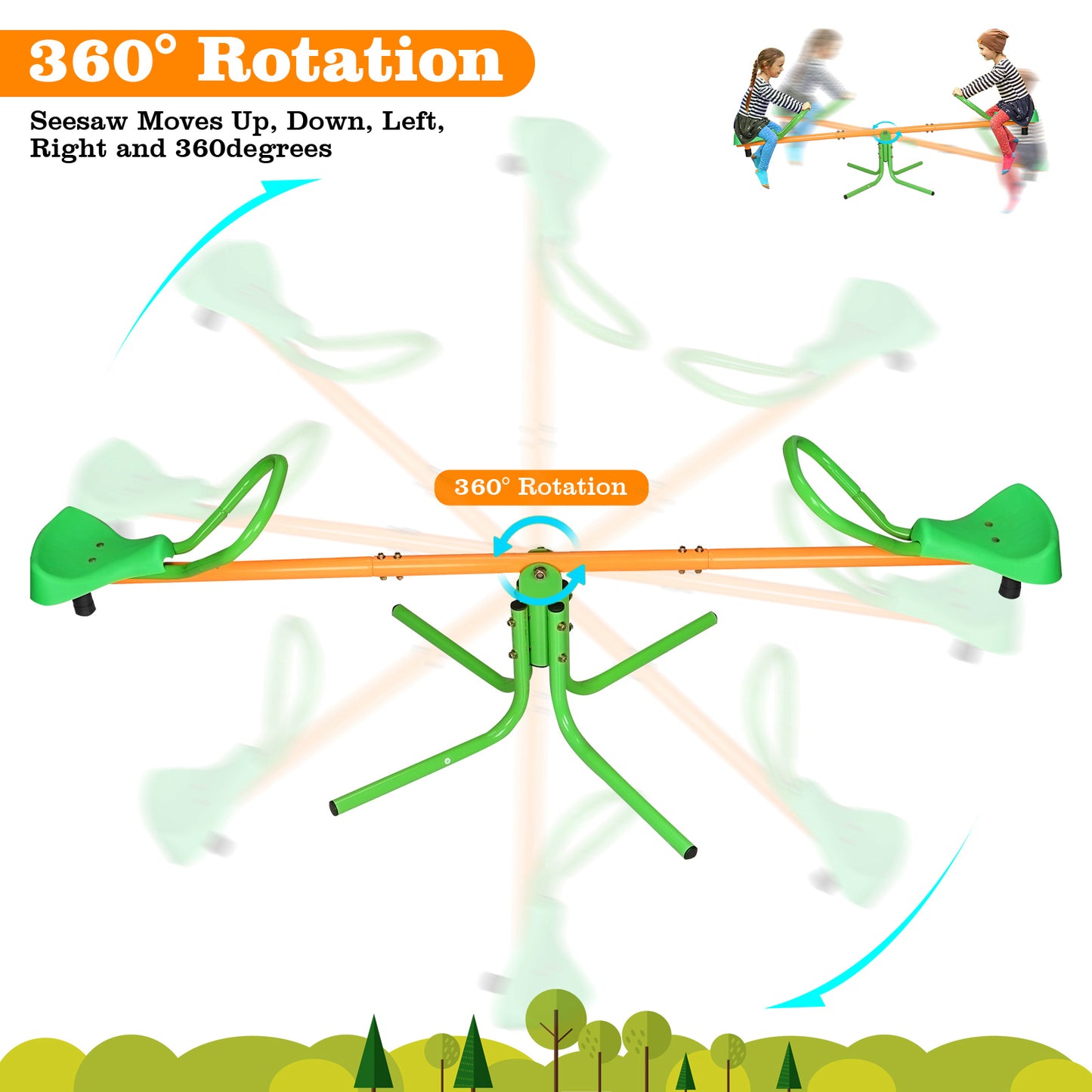 Outdoor Kids Spinning Seesaw with 360 Degree Rotation