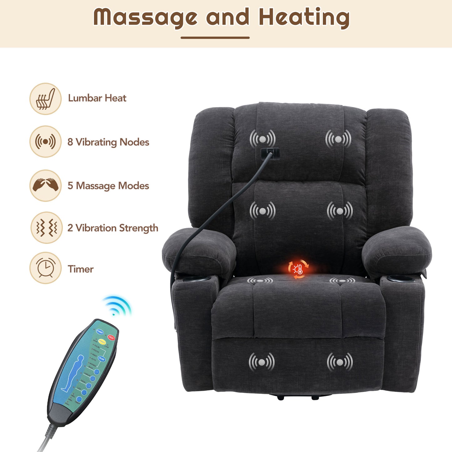 Elderly Massage and Heating Power Lift Recliner Chair