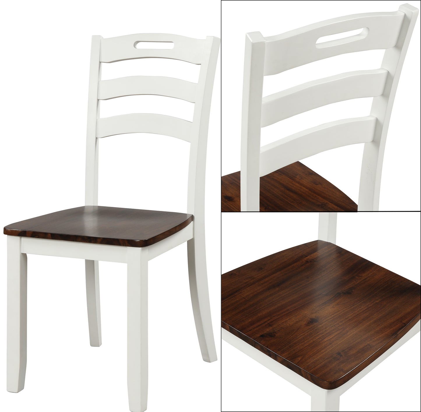 6 Piece Dining Table Set with Bench, Table Set with Waterproof Coat, Ivory and Cherry