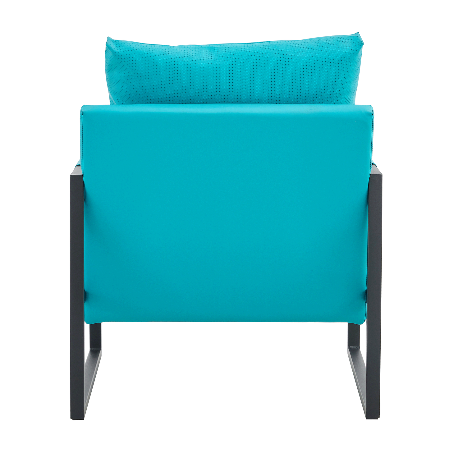 Cyan PU Leather 2-Piece Set of Modern Sofa Chairs with Metal Frame