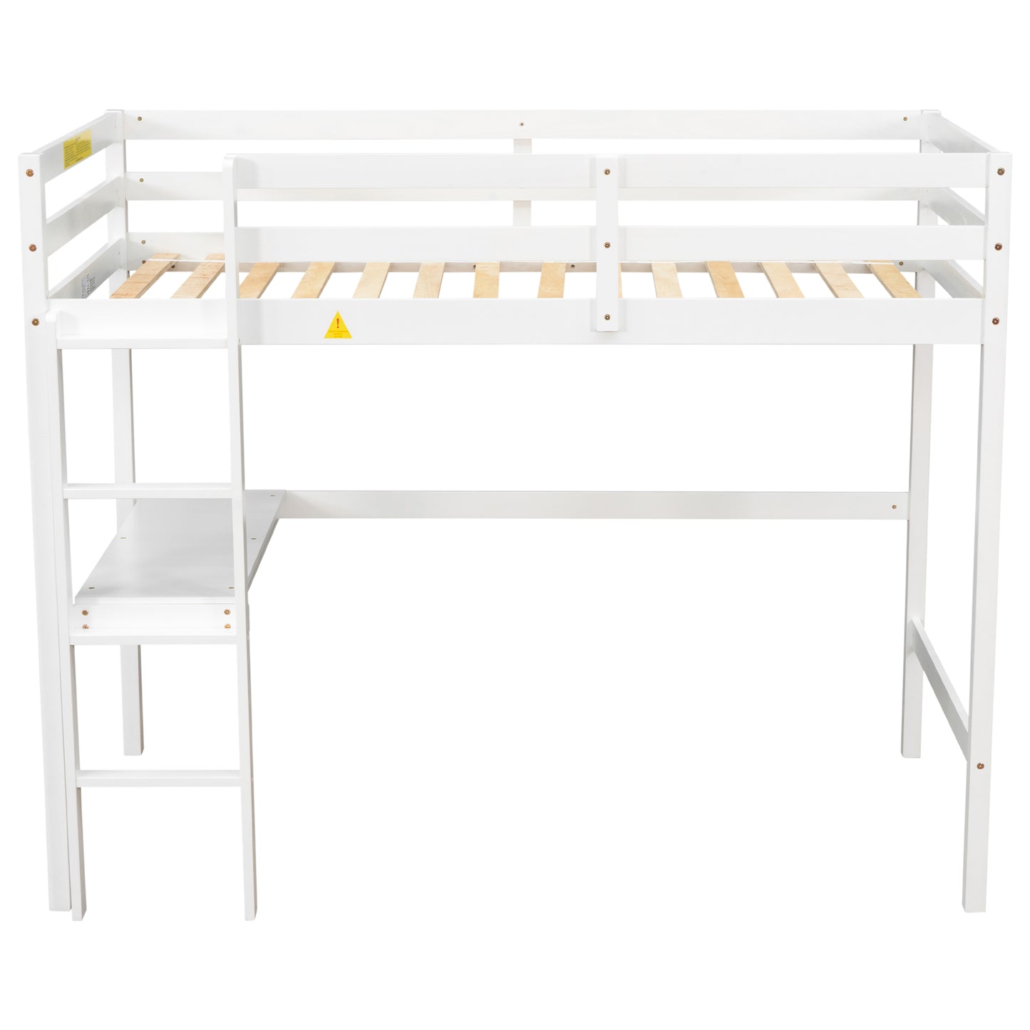 Twin Loft Bed with  built-in desk,White