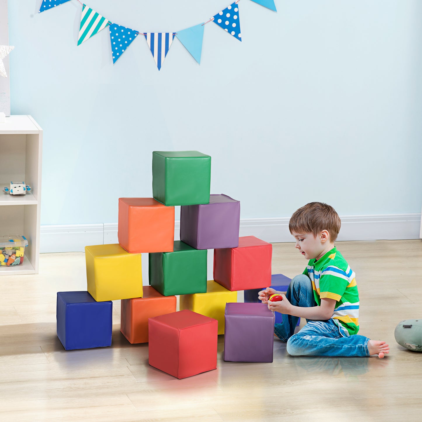 Soft Foam Toy Building and Stacking Blocks for Toddlers and Preschoolers by Soozier