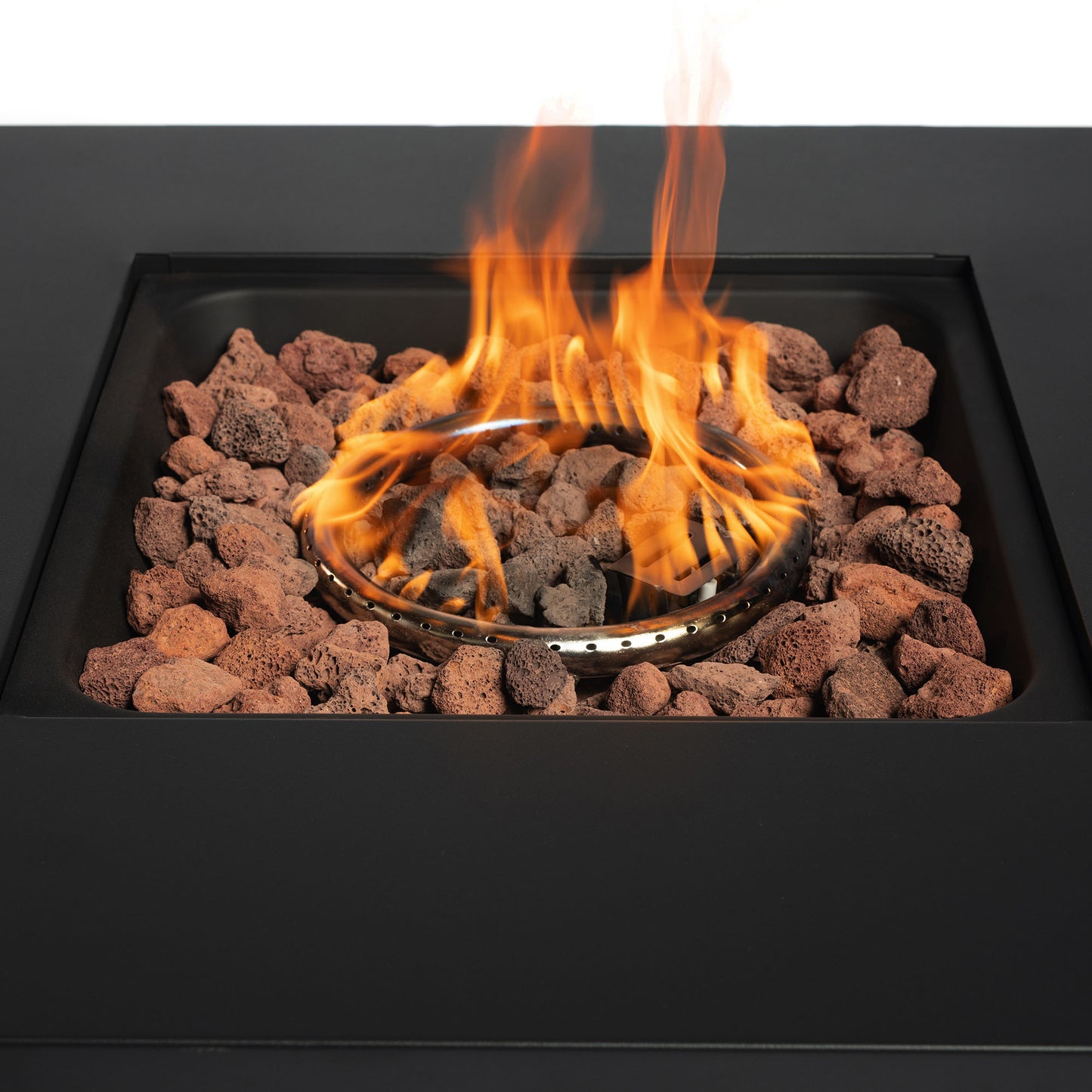 40000BTU Steel Propane Fire Pit Table with Textilene Side Panel and Steel Lid