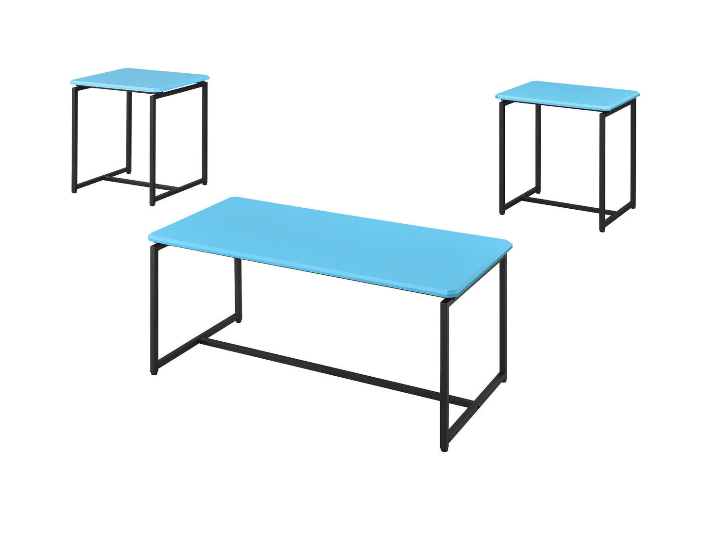 Blue Carbon Fiber Wrapped GT Coffee Table and End Table Set