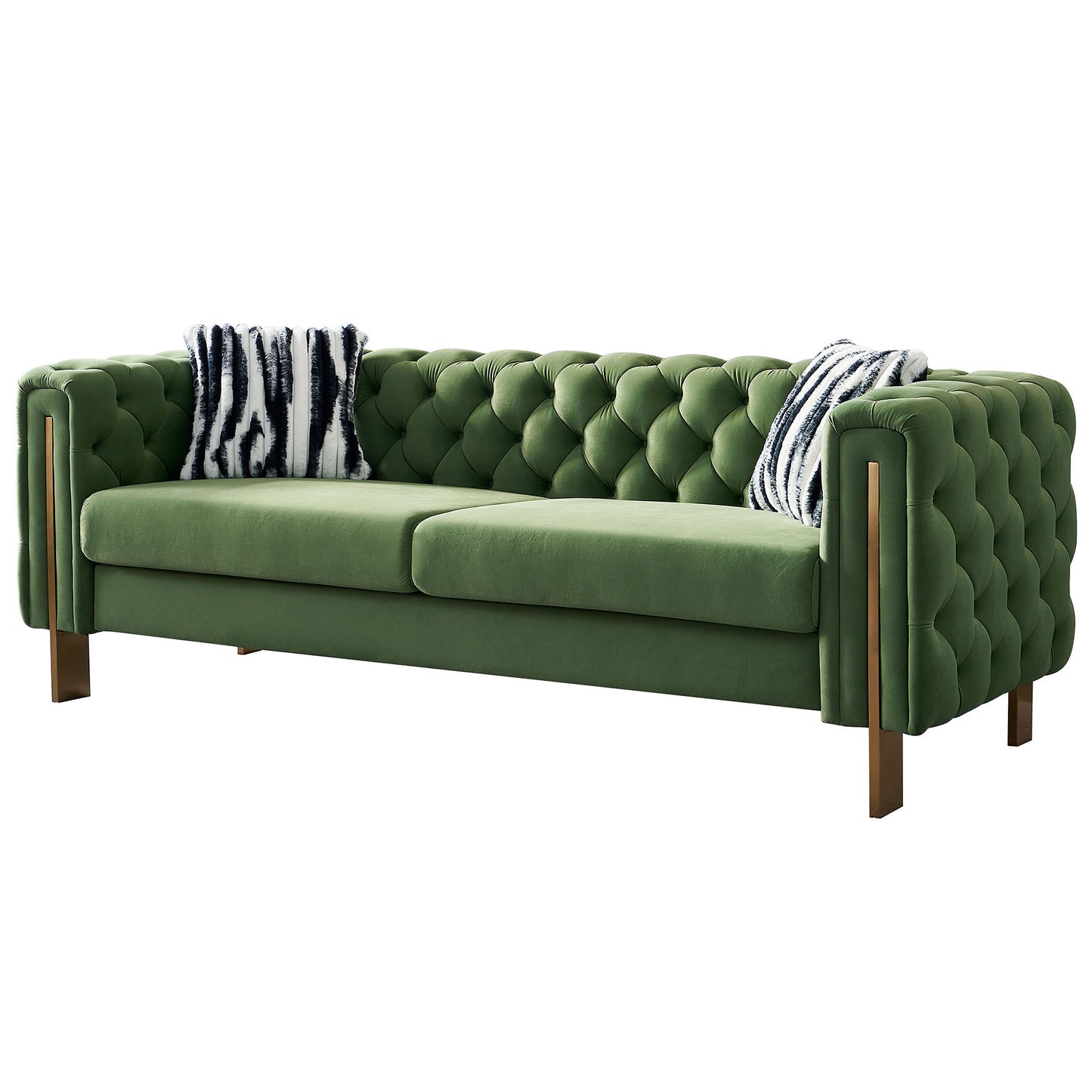 Chesterfield Modern Tufted Velvet Living Room Sofa, 84.25''W Couch,Mint Green