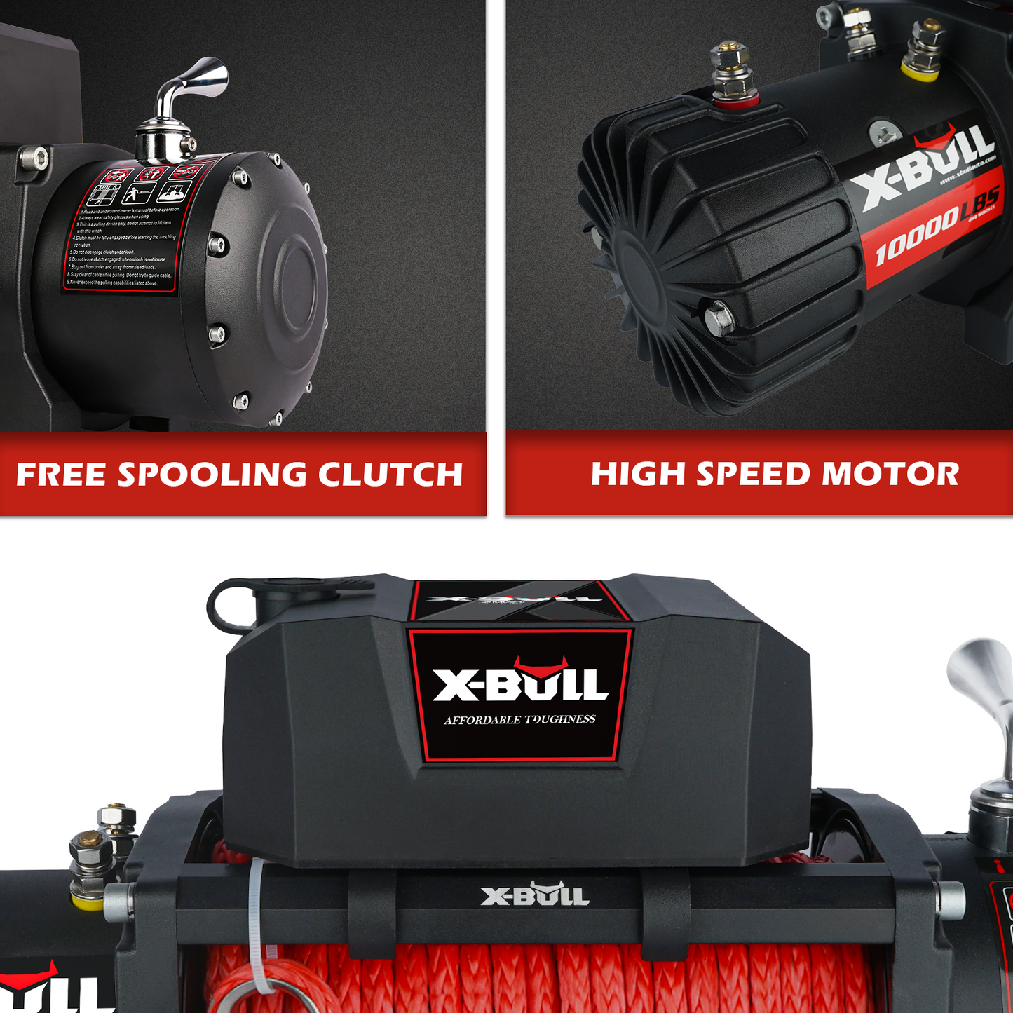 X-BULL 10000 LBS Electric Winch with Synthetic Rope and Remote Control