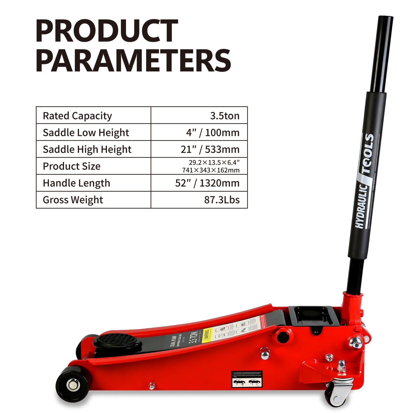 3.5 Ton Racing Floor Jack with Quick Lift Pump and Wide Stance