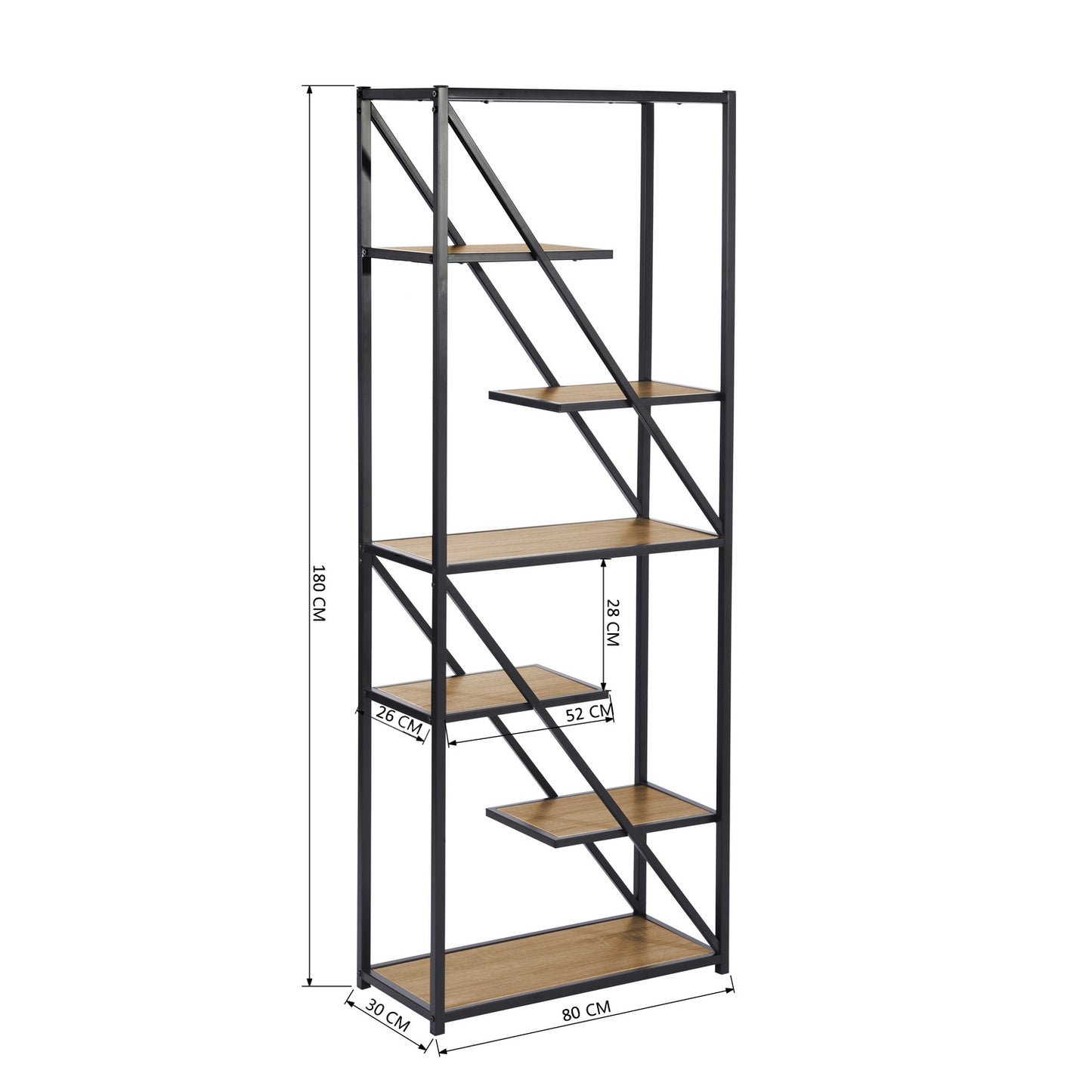 31.5" W * 71" H Metal Etagere Bookcase