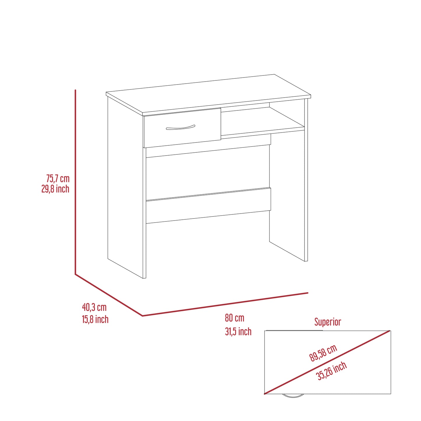 Modern Black Home Office Desk and Bookcase Set with Drawer and 7 Shelves