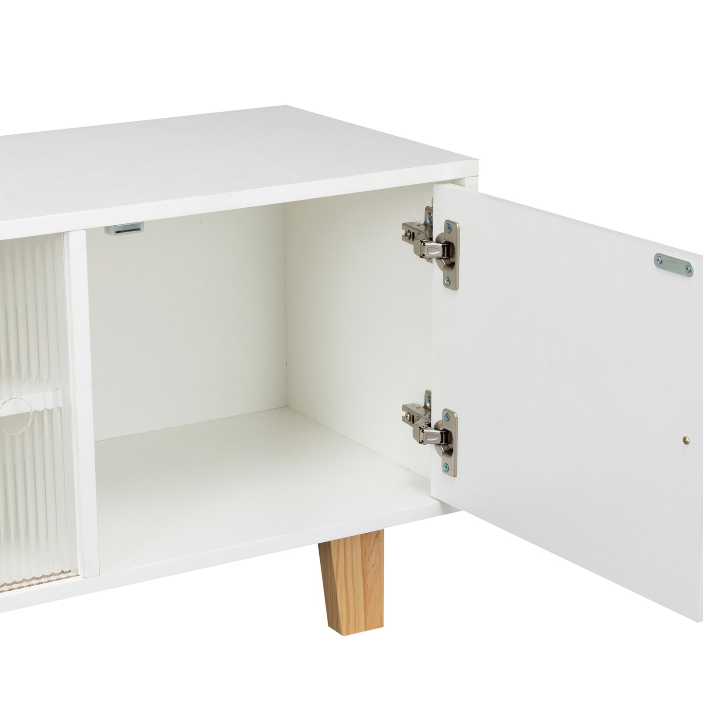 White Entertainment Stand with LED Light, Sliding Door, and Storage Drawers