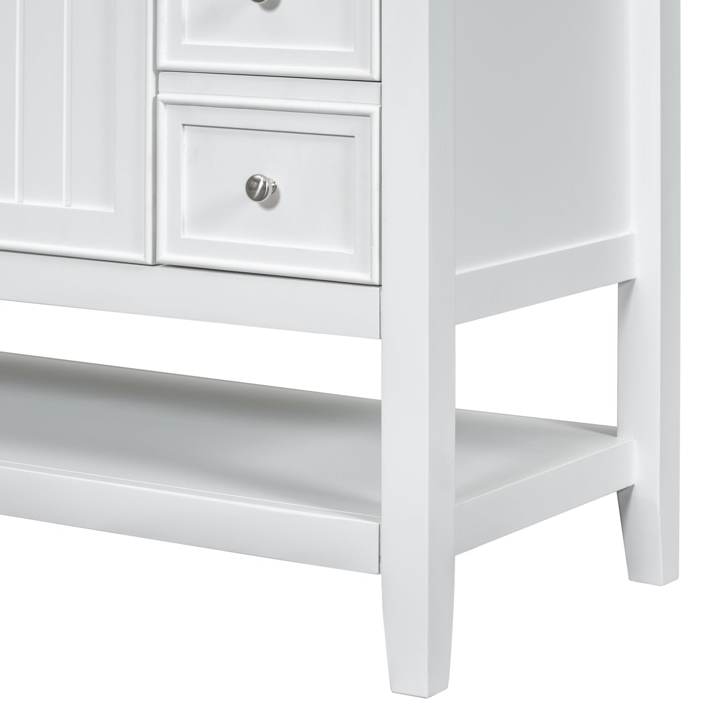 36" Bathroom Vanity without Sink, Cabinet Base Only, One Cabinet and three Drawers, White