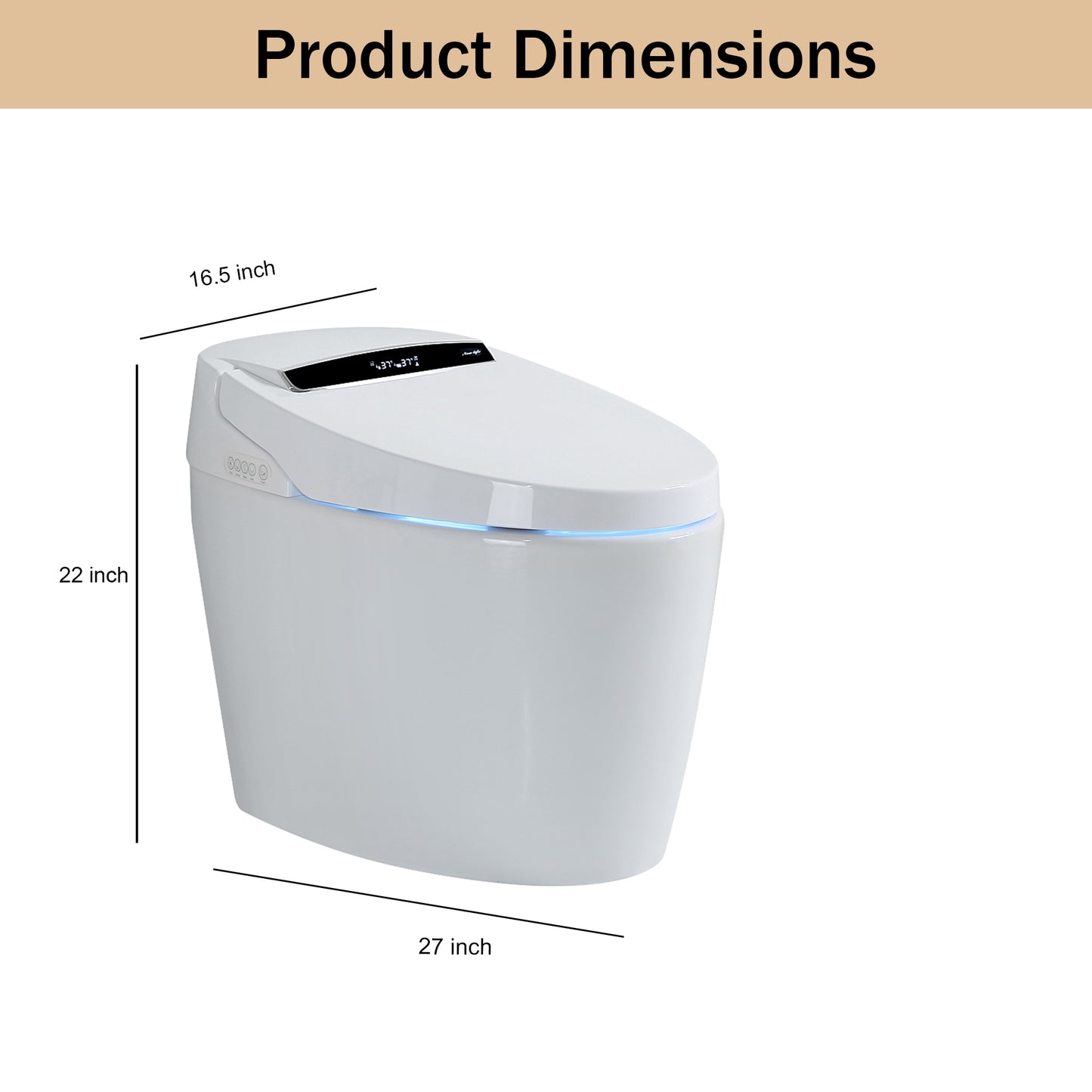 Smart Toilets with Heated Bidet Seat, Portable toilet with bidet built in AUTO Open&Close, Bidet toilet with Dryer and Warm Water