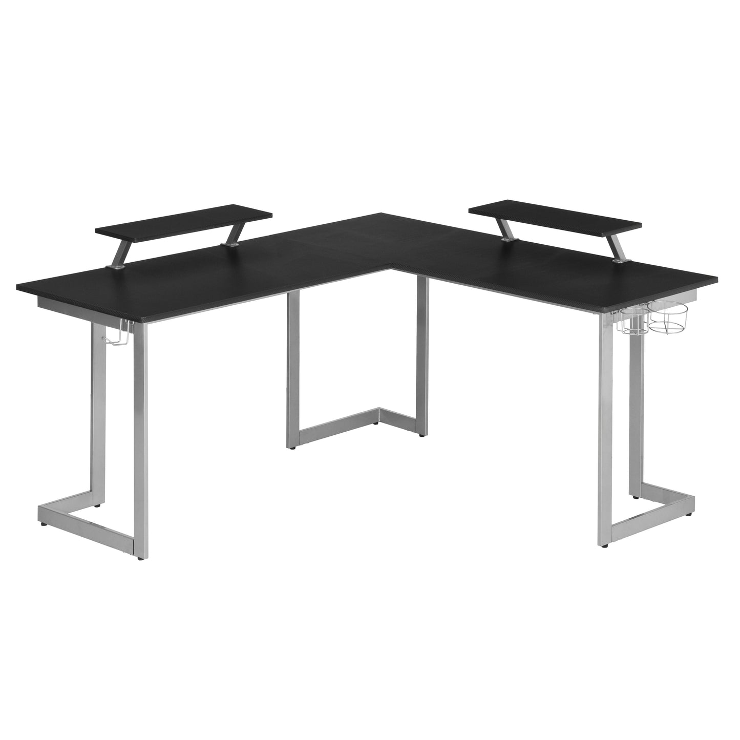 Elevate Gaming Space with Black Warrior L-Shaped Desk - Enhanced Gaming Setup