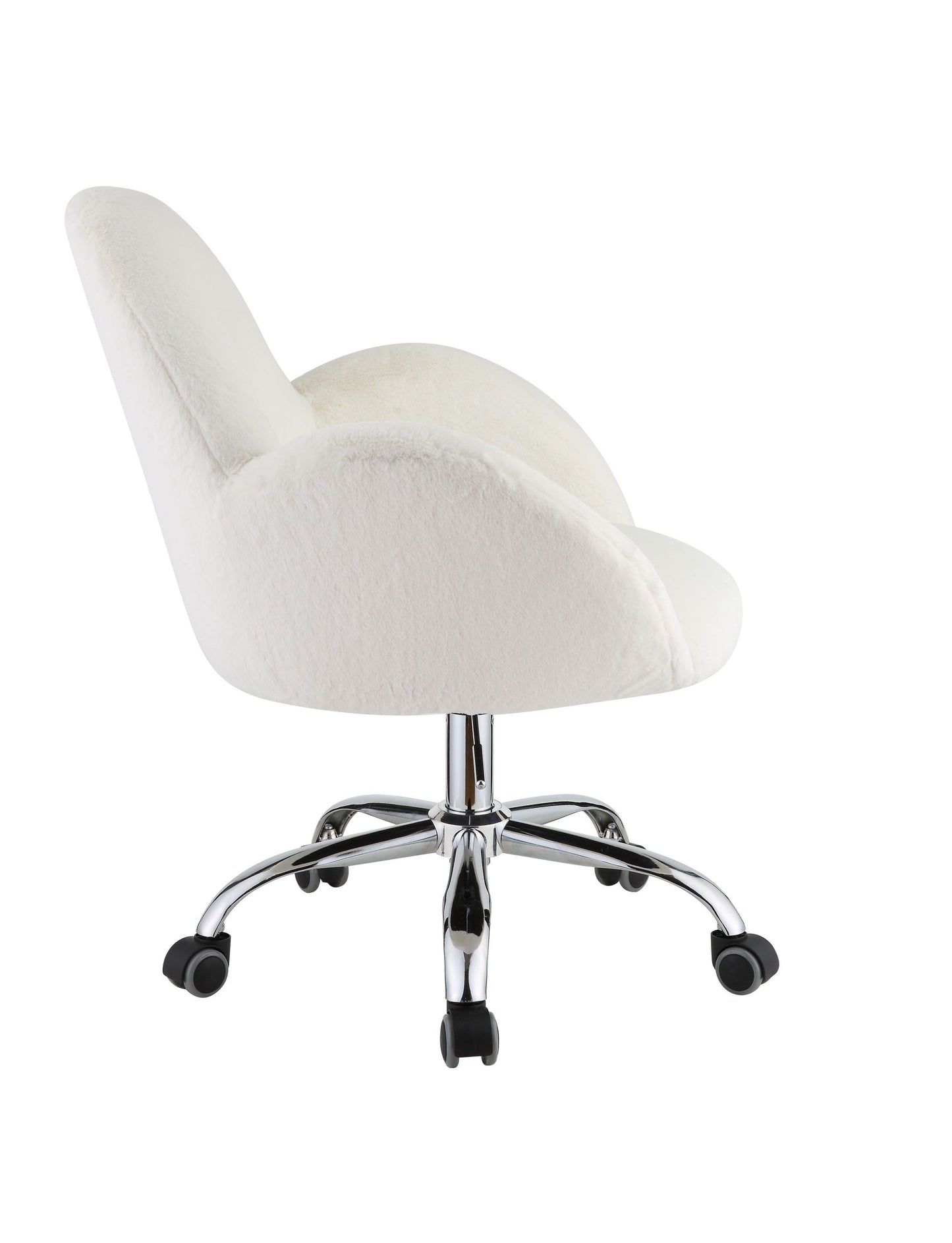 Jago Office Chair in White Lapin & Chrome Finish OF00119