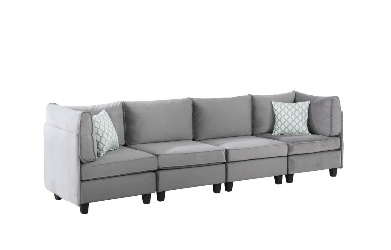 Zelmira Gray Velvet 4Pc Sofa