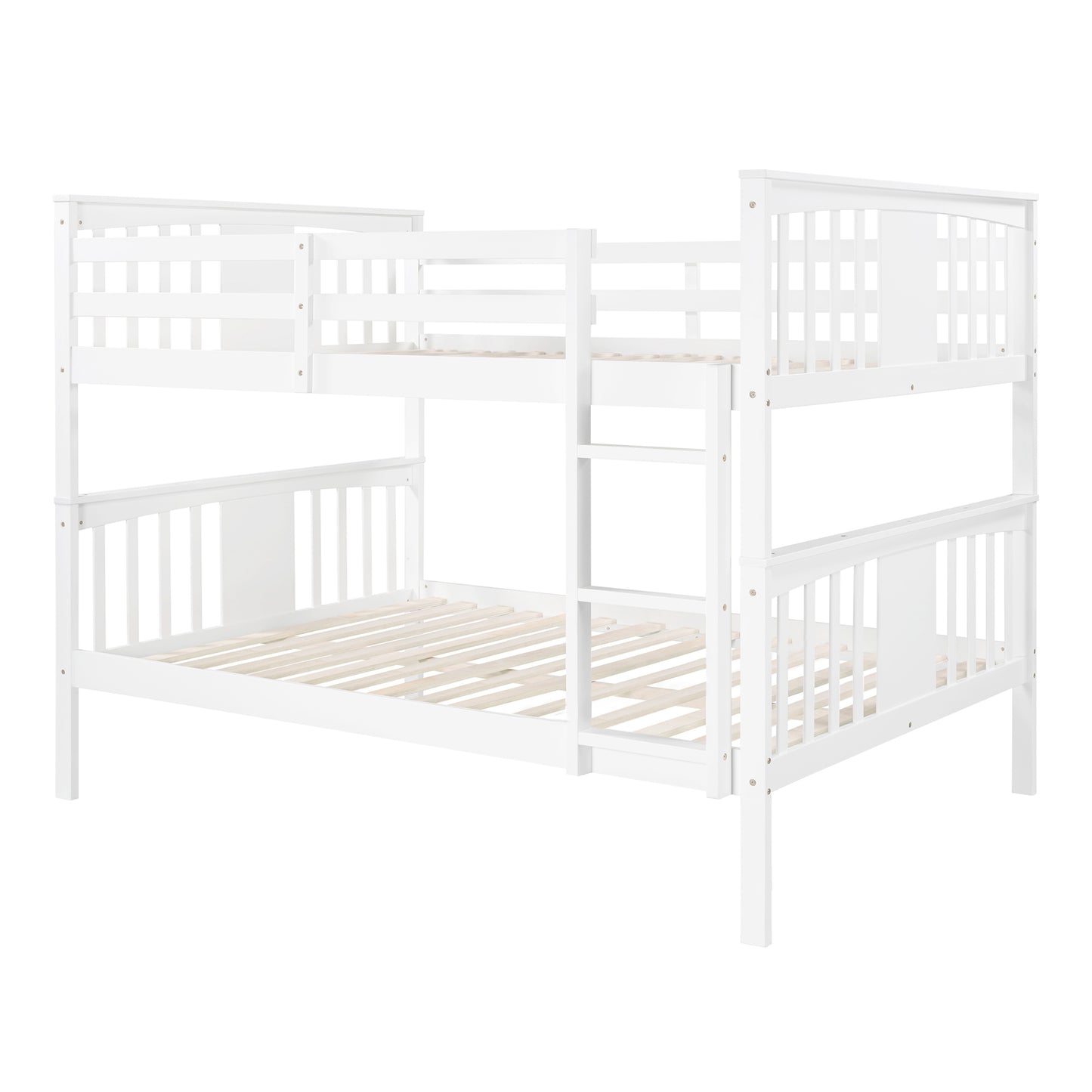 Stylish White Full-Size Bunk Bed with Ladder and Versatile Design