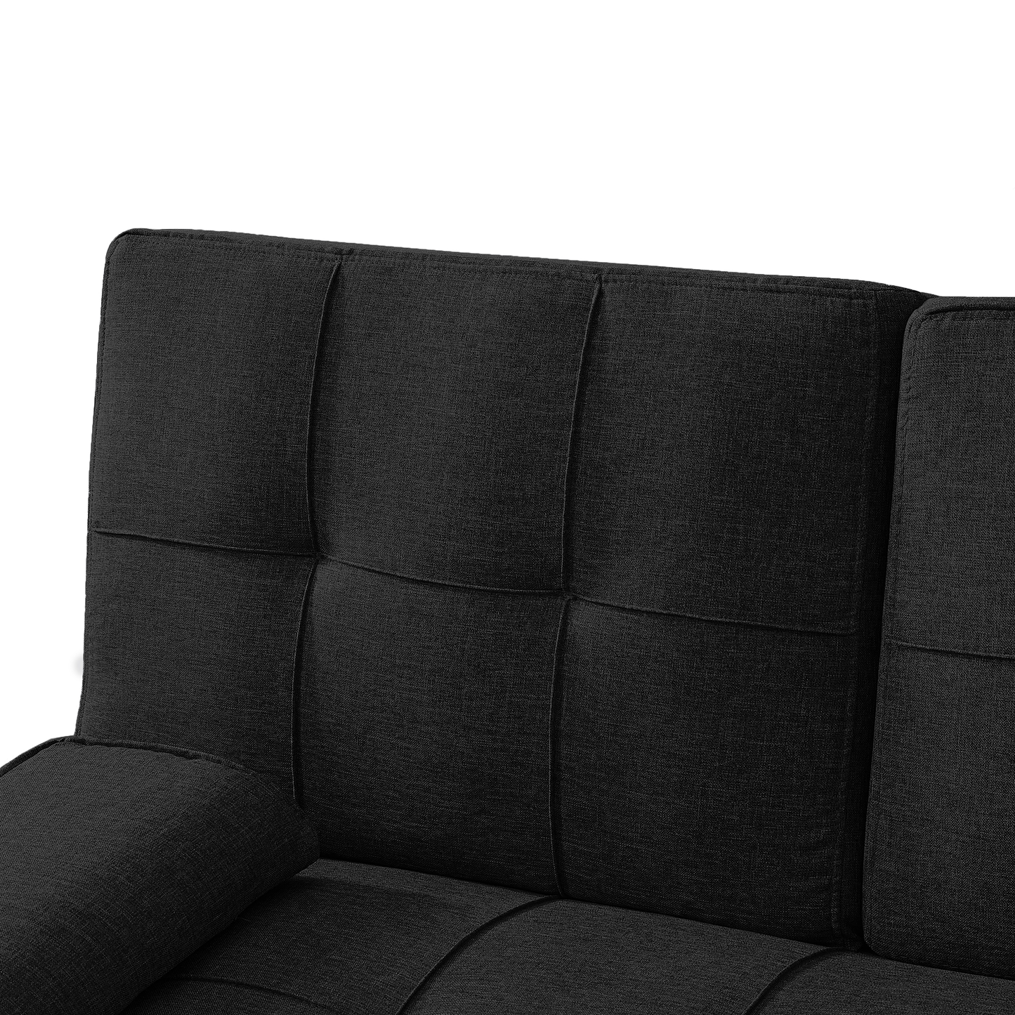 Modern Convertible Folding Futon Sofa Bed with2 Cup holders , Fabric Loveseat Sofa Bed with Removable Armrests and Metal Legs .